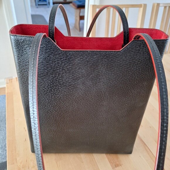 Tumi Handbags - TUMI Black Leather Tote Purse Red Interior Shoulder Bag